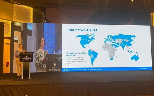 Dr Sophie Kitzmüller presenting EB Clinet at the EB Congress in Cairo 2024